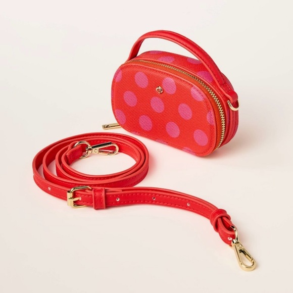 Kate Spade x Target NWT Pink and Red Polka Dot Mini Crossbody Bag - Picture 3 of 5